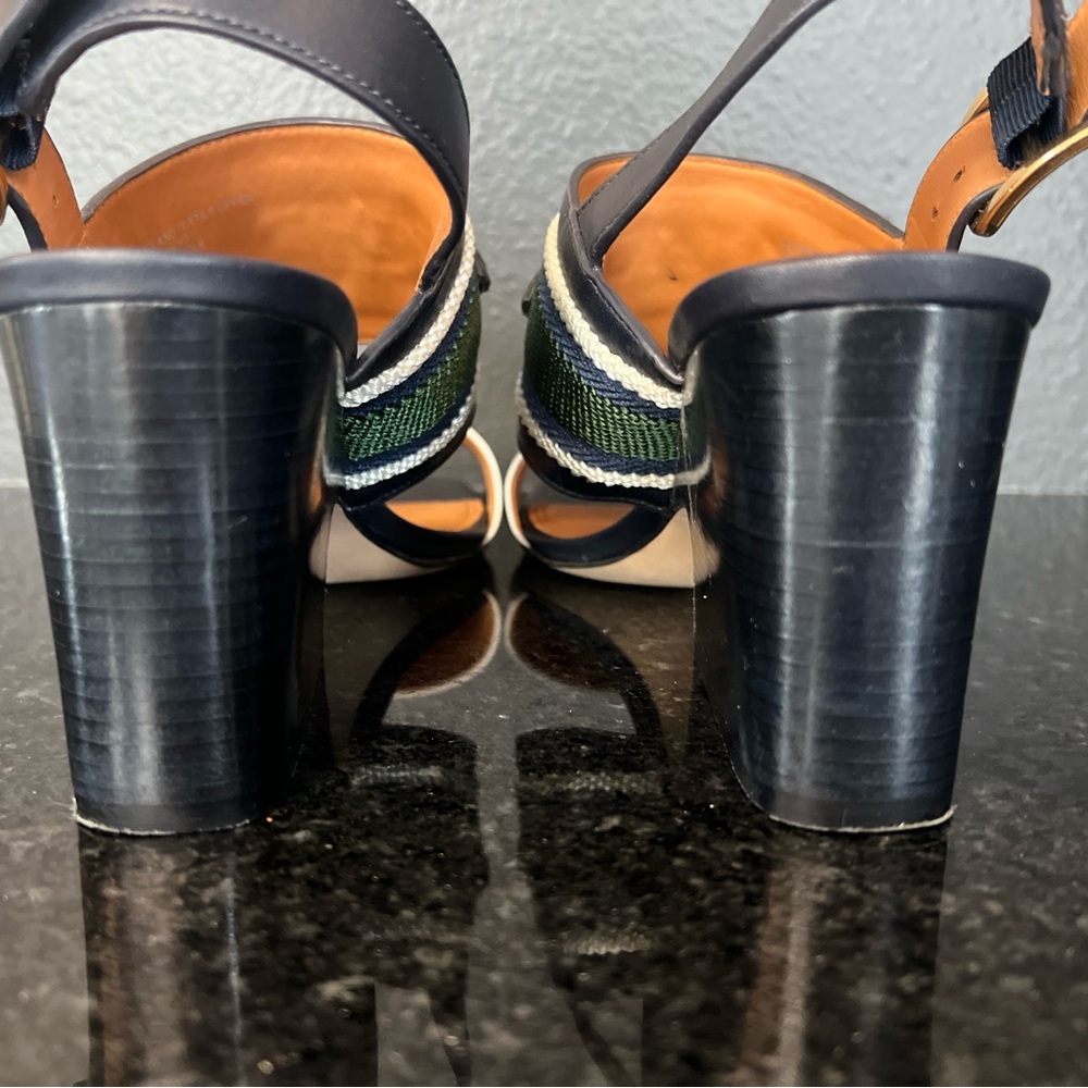 Tory Burch Blue and Green Sandals with Chunky Wedge Heel - Picture 13 of 15